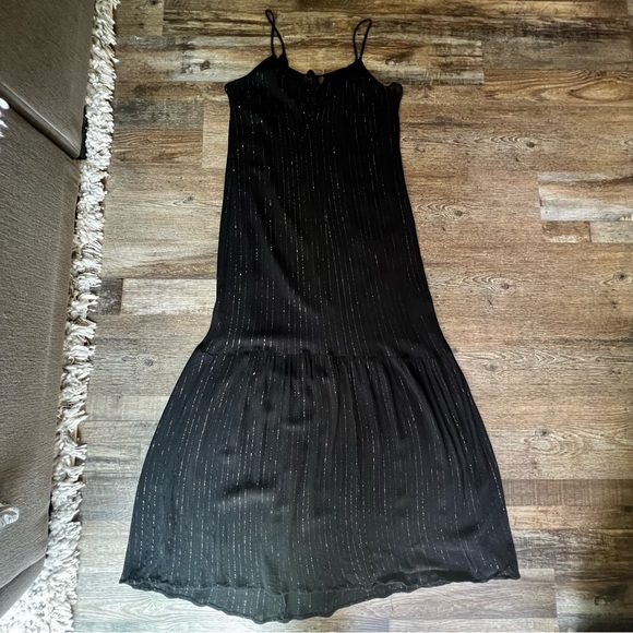 A New Day Black Maxi Sundress - Black with Gold Threading - Picture 7 of 12